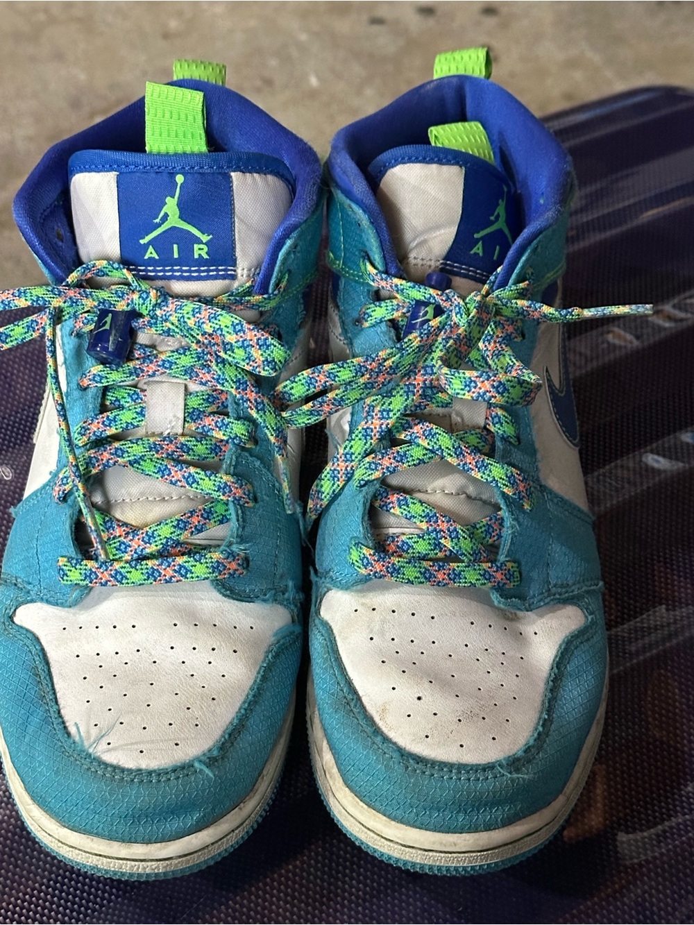 Jordan Kids Turquoise, White & Blue High-Top Sneakers